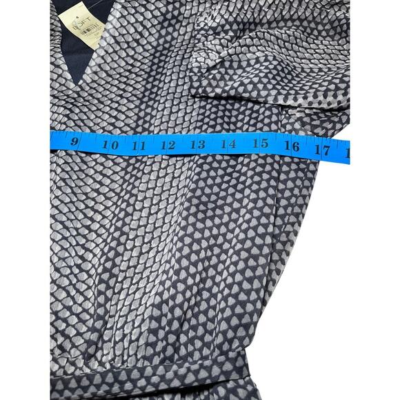 Loft Petite Dress Small Gray Black Dot‎ Print Belted V Neck Long Sleeve Work - Picture 11 of 12